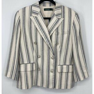 Ralph Lauren Blazer Jacket Size 12 Ivory Blue New
